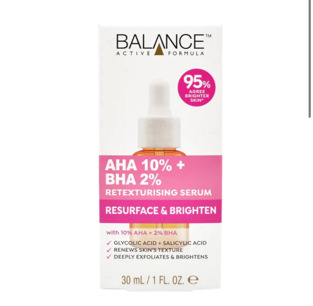 Balance Active Formula AHA 10% + BHA 2% Tetexturising Serum 30ml