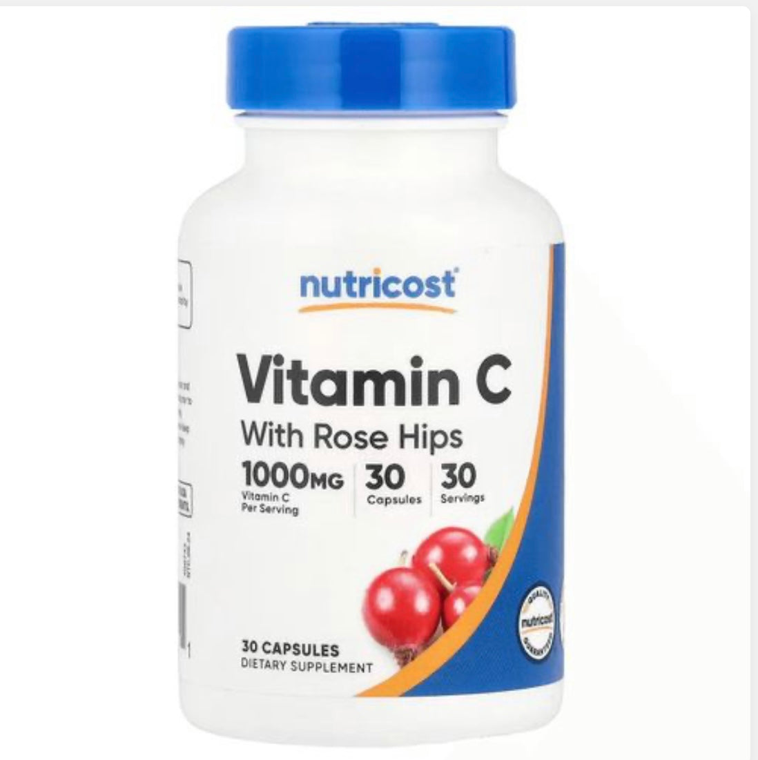 Nutricost Vitamin C 1000mg with Rose Hips | Powerful Antioxidant | Boosts Immune Health | 30 Capsules; Exp 07/2027