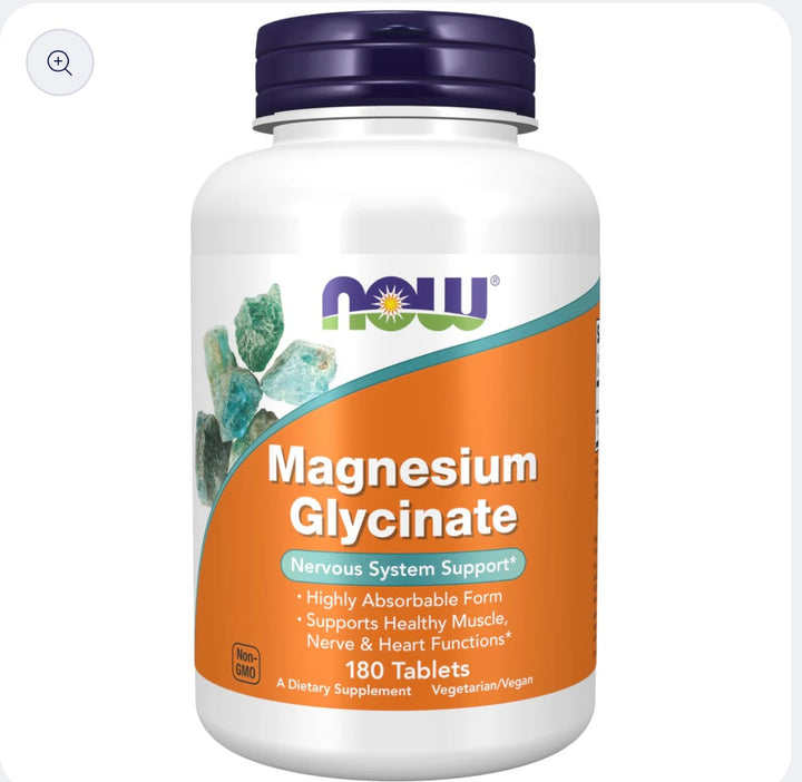 Now Magnesium Glycinate | 200mg Magnesium Per Serving.  180 Tablets. Exp 02/2029
