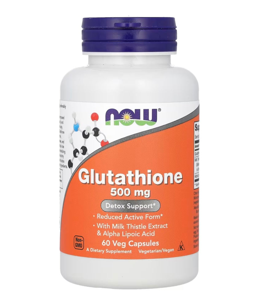 NOW Glutathione 500mg | 60 Veg Capsules; Exp 05/2028