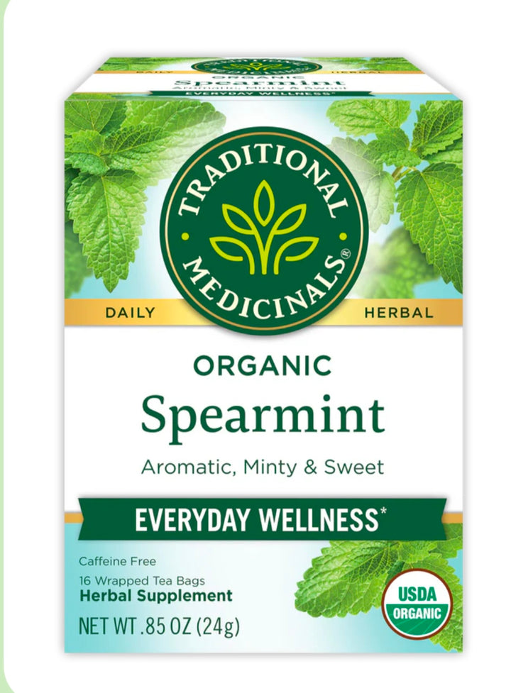 Traditional Medicinals Organic Spearmint Tea | Helps with PCOS Symptoms and Hirsutism | 16 Tea bags