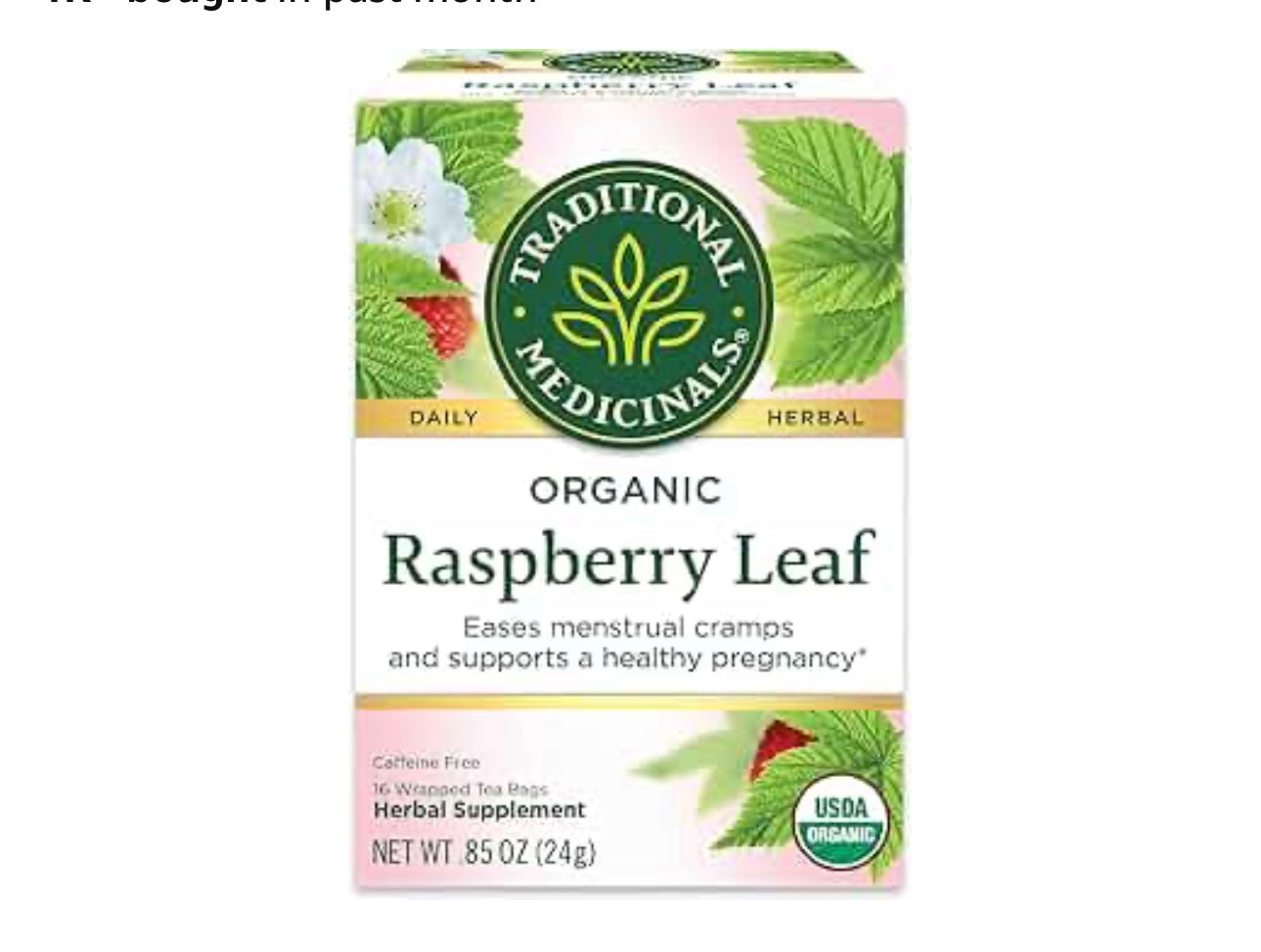 Traditional Medicinals Organic Raspberry Leaf Herbal Tea | Eases Menstrual Cramps & Supports Healthy Pregnancy |16 Tea Bags