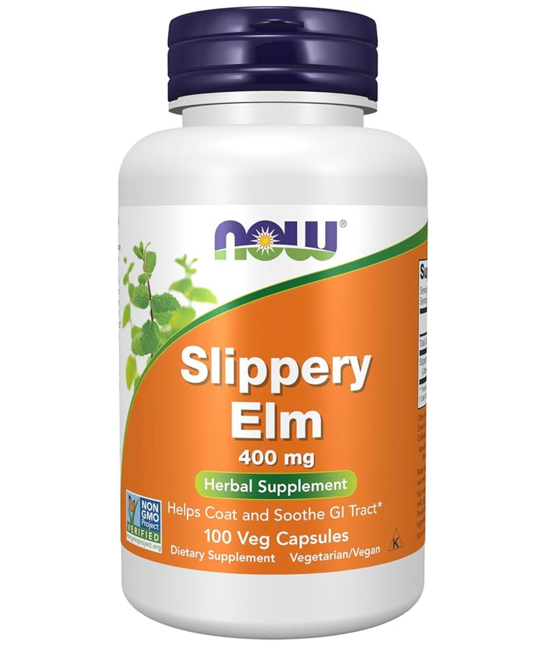 NOW Slippery Elm 400mg | 100 Capsules; Exp 05/2029