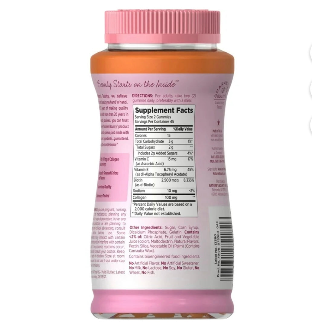 Nature’s Bounty Hair, Skin & Nails 90 gummies.  Expires 07/27