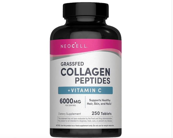 NeoCell Collagen Peptides | 250 Tablets | With Vitamin C | Grassfed Supplement | Hair, Skin, Nails | For Women And Men. Expires 07/28