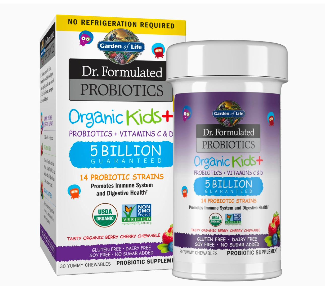 Garden of Life Dr. Formulated Probiotics Organic Kids+ Plus Vitamin C & D- 30 chewables. Expires 12/26