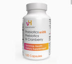 vH Essentials Probiotics With Prebiotics & Cranberry Feminine Health Supplements - 120 Capsules