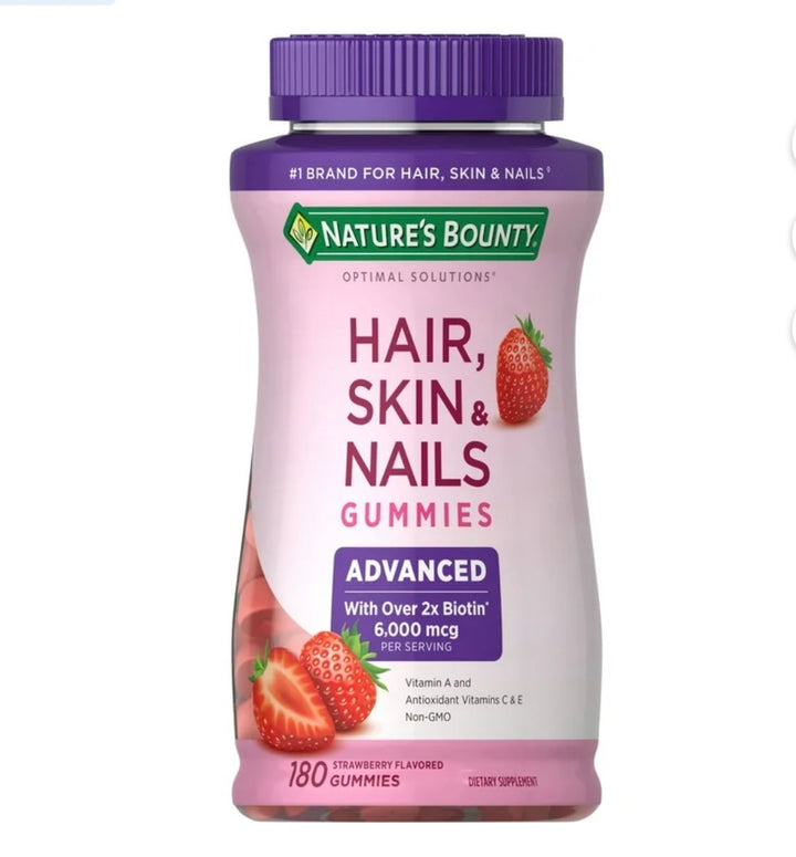 Nature’s Bounty Advanced Hair, Skin and Nails Vitamin, Women's Multivitamin, 2x Biotin, Strawberry Gummies, 180 Ct