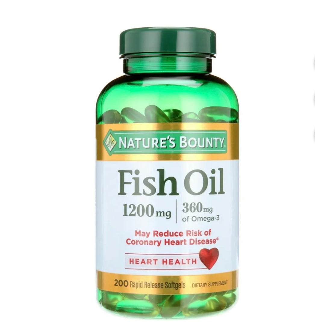 Nature's Bounty Fish Oil 1,200 mg 200 Softgels. Expires 09/2028