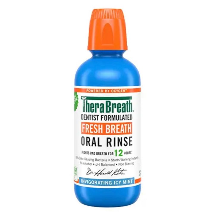 TheraBreath Fresh Breath Mouthwash, Icy Mint Flavor, Alcohol-Free, 16 Fl Oz