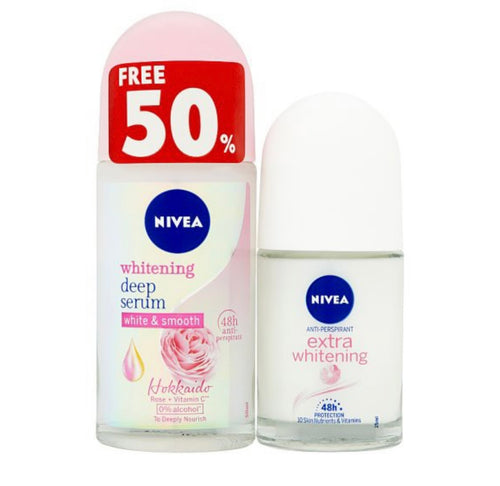 Nivea Brightening Deep Serum 50ml + Extra Brightening Roll On Deodorant 25ml