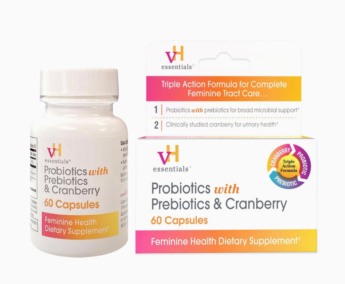 vH essentials Probiotics with Prebiotics and Cranberry Feminine Health Supplement - 60 Capsules