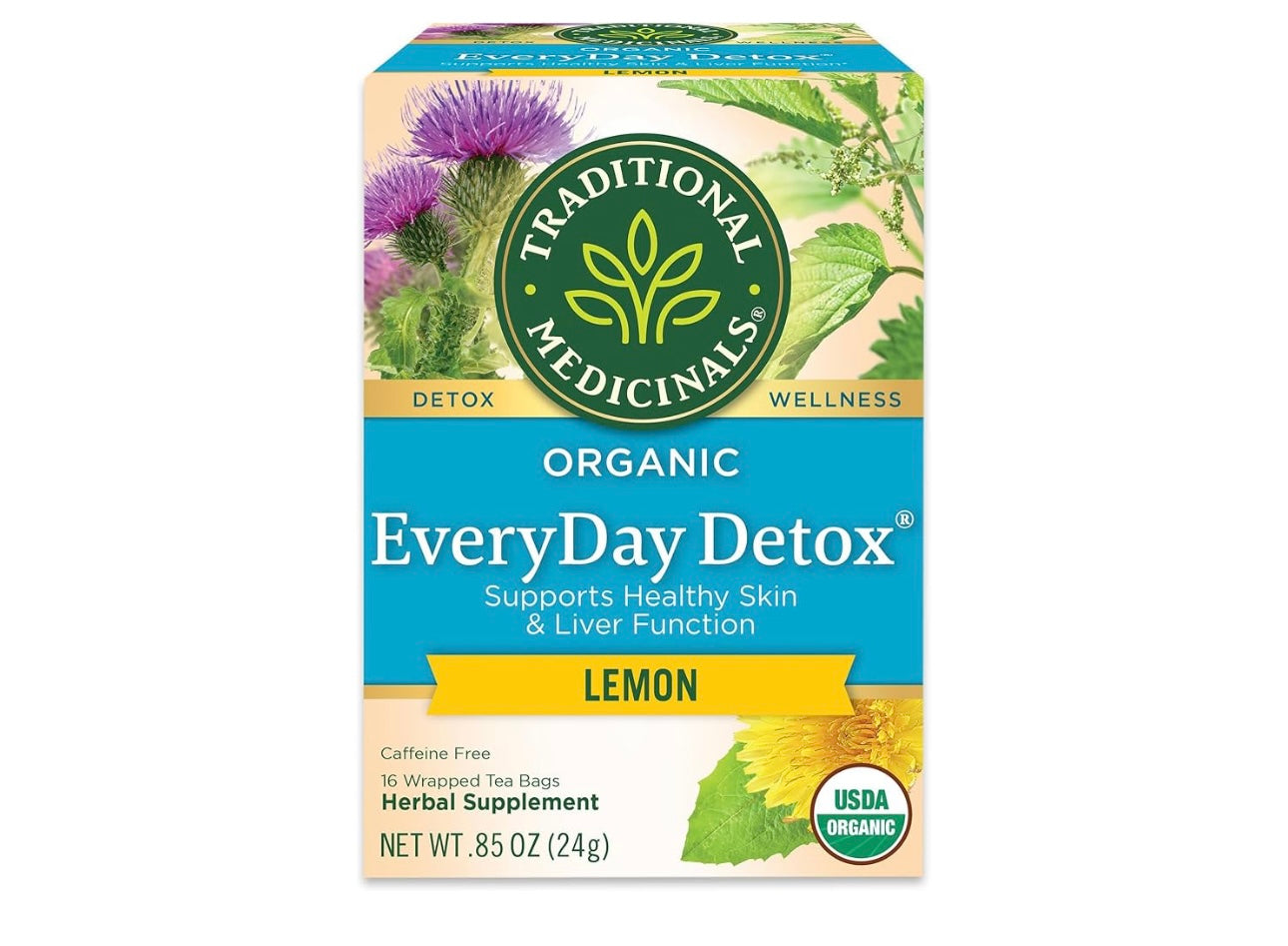 Traditional Medicinals Organic Everyday Detox Lemon Tea | Supports Healthy Skin & Liver Function, Detox|16 Tea Bags