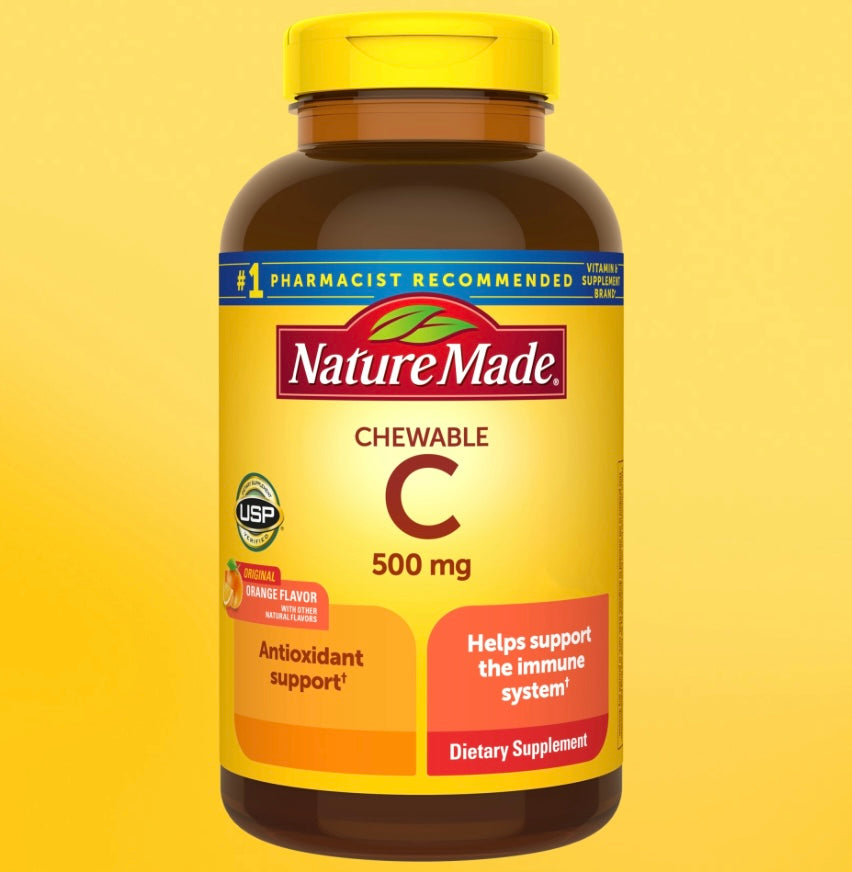 Nature Made Chewable Vitamin C 500 mg Tablets, Dietary Supplement, 70 Count