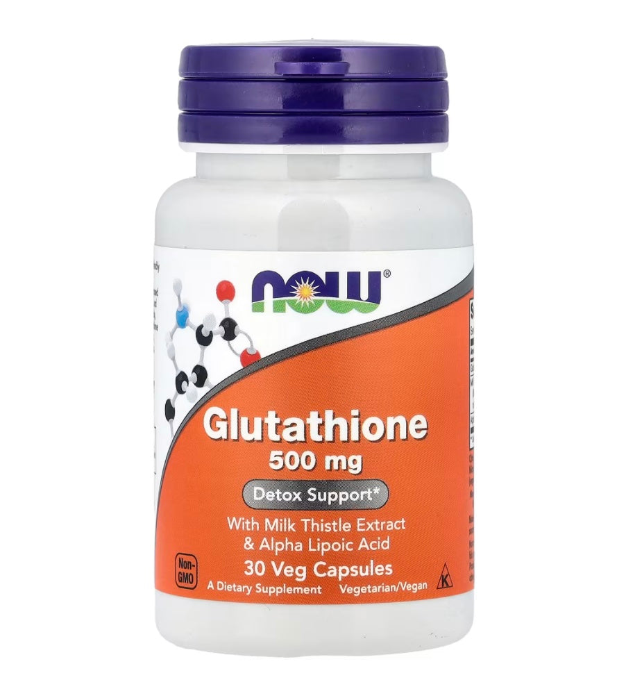 NOW Glutathione 500mg | 30 Veg Capsules; Exp 10/2029