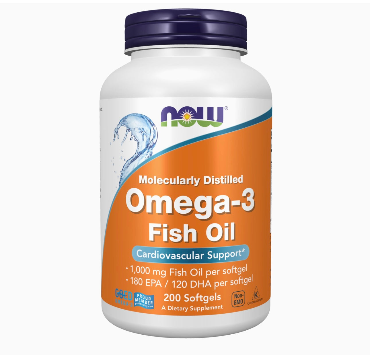 NOW Omega-3 Fish Oil (200 Softgels). Expires 07/2028