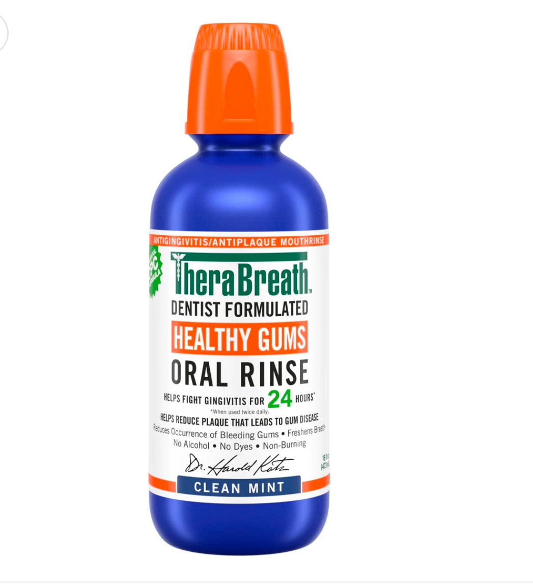 Therabreathe Healthy Gums Mouthwash Clean Mint Flavor, Antigingivitis, Dentist Formated, 16 Fl Oz