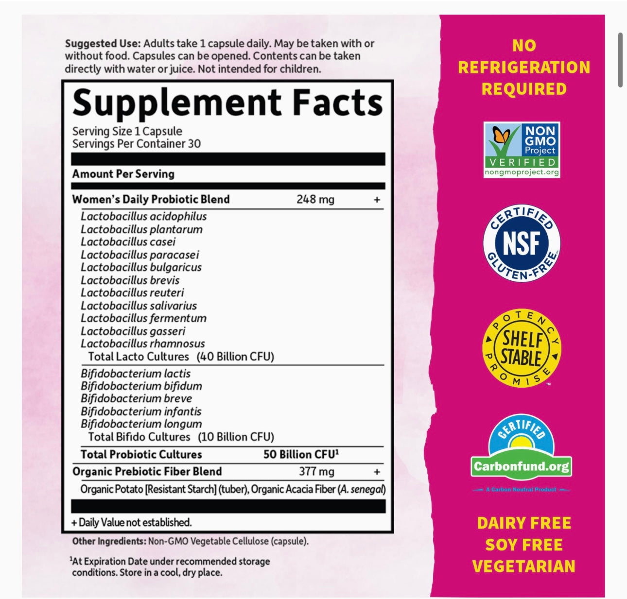 Garden of Life, Dr. Formulated Women's Probiotics Once Daily, 16 Strains, 50 Billion, 30 Count. Expires 11/26