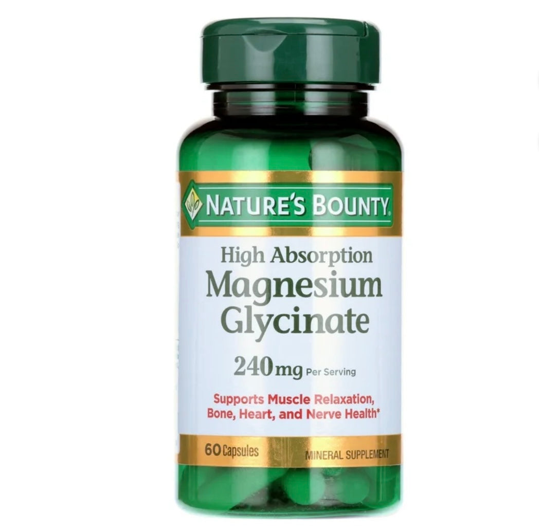 Nature's Bounty High Absorption Magnesium Glycinate 240 mg 60 Caps. Expires 11/28