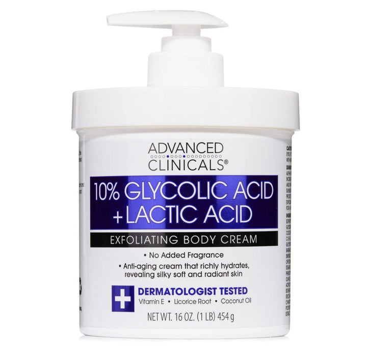 Advanced Clinicals 10% Glycolic + Lactic Acid Exfoliating Cream