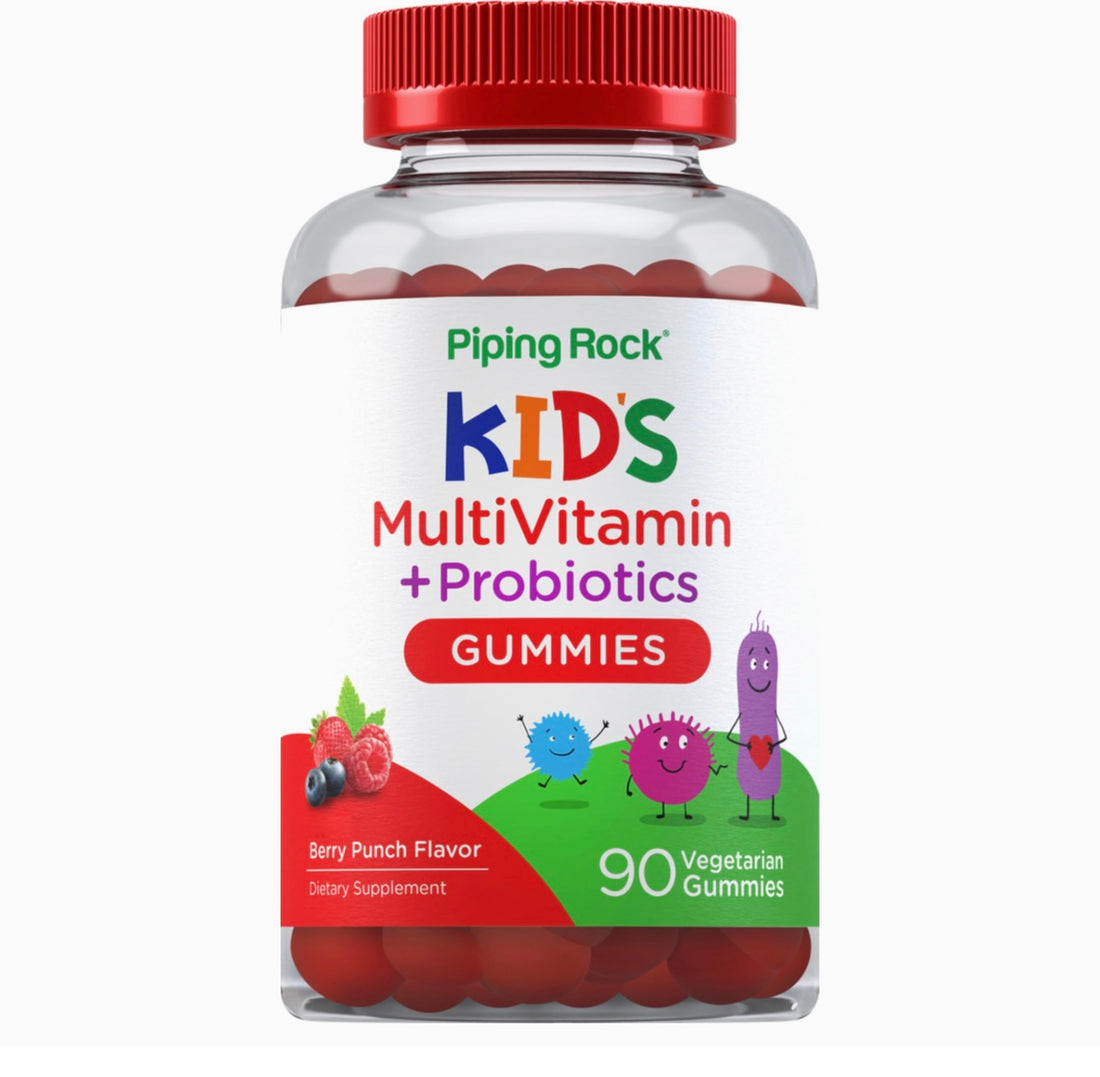 Piping Rock Kids Multivitamin and Probiotic | 90 Gummies | Berry Punch Flavor