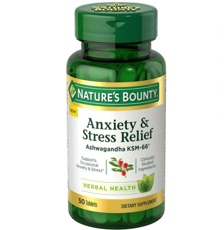 Nature’s Bounty Anxiety & Stress Relief | 50 Tablets; Exp 06/2028