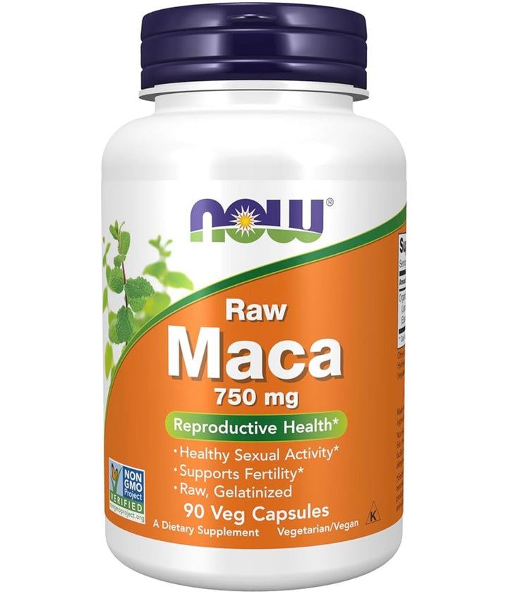 Now Raw Maca 750 mg | 90 Veg Capsules; Exp 03/2029