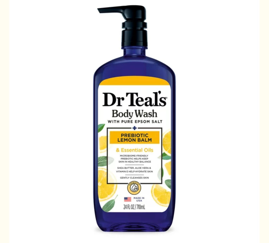 Dr Teals Body Wash with Pure Epsom Salt + Prebiotic Lemon Balm & Essential Oils 710ml